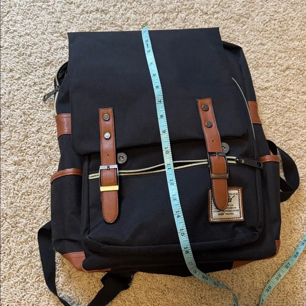 Small Travel Backpack Commuter Black Brown Excellent condition